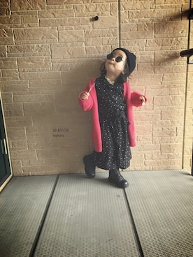 「アイテム（シャツワンピース）」を使った、momono13さん（キッズ・90cm）の冬コーディネート