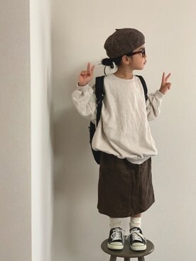 「ラブアンドピース2020」｜「アイテム（帽子）」を使った、momono13さん（キッズ・110cm）の秋コーディネート