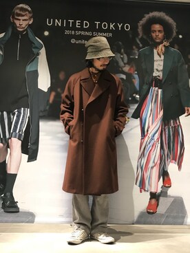 「ロング」｜「アイテム（チェスターコート）」を使った、unitedtokyo_310さん（メンズ・174cm）の冬コーディネート