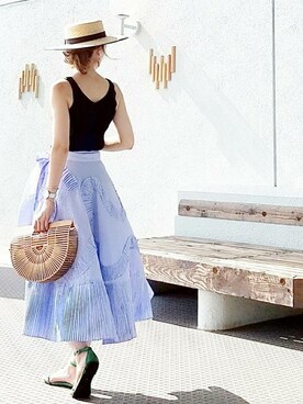 「MODE ROBE（モードローブ）のアイテム（帽子）」を使った、nanaさん（レディース・160cm）の夏コーディネート