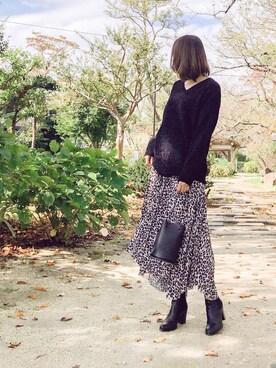 「ロンクスカート」｜「アイテム（その他）」を使った、nanaさん（レディース・160cm）の秋コーディネート
