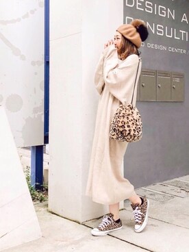 「アイラブCONVERSE」｜「アイテム（ハンチング/ベレー帽）」を使った、nanaさん（レディース・160cm）の秋コーディネート