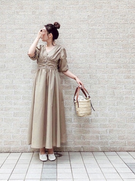 「fifth（フィフス）のウエストギャザーロングワンピース（ワンピース）」を使った、nanaさん（レディース・160cm）の春コーディネート