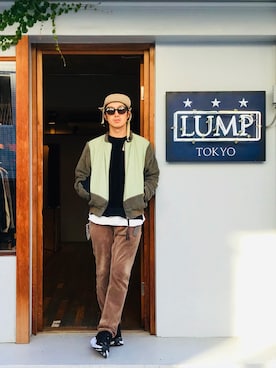 「WHIZLIMITED（ウィズリミテッド）のアイテム（ブルゾン）」を使った、下野宏明さん（メンズ・181cm）の秋コーディネート