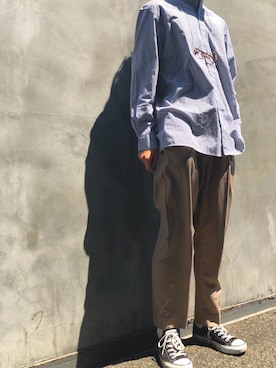 「古着のアイテム（シャツ/ブラウス、ブルー系）」を使った、kotaさん（メンズ・176cm）の春コーディネート