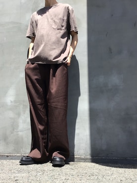「usedのアイテム（Tシャツ/カットソー、ブラウン系）」を使った、kotaさん（メンズ・176cm）の春コーディネート