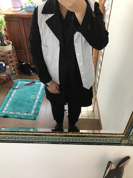 「RICK OWENS」｜「アイテム（トレンチコート）」を使った、モンブランさん（メンズ・170cm）の春コーディネート