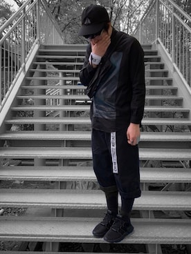 「Y-3（ワイスリー）のアイテム（財布/小物）」を使った、さかはるさん（メンズ・178cm）の春コーディネート