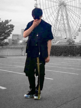 「半袖」｜「アイテム（その他アウター）」を使った、さかはるさん（メンズ・178cm）の夏コーディネート