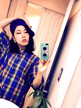 「blue」｜「アイテム（PC・スマホグッズ/家電）」を使った、kaoriさん（レディース・158cm）の夏コーディネート