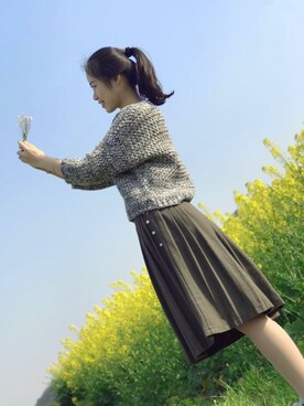 「cache cache（カシュ カシュ）のアイテム（ニット/セーター）」を使った、茉熙熙さん（レディース・165cm）の春コーディネート