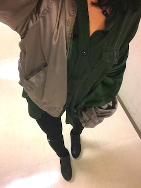 「カーキシャツ」｜「アイテム（ジャケット/アウター）」を使った、和葉さん（レディース・153cm）の秋コーディネート