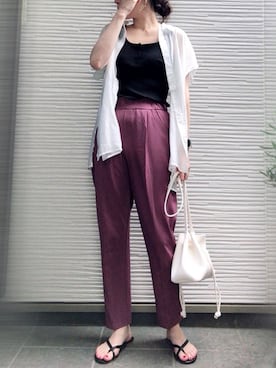 「ママファッション」｜「アイテム（ビーチサンダル）」を使った、𝑐ℎ𝑖𝑚𝑎𝑘𝑖.さん（レディース・162cm）の夏コーディネート