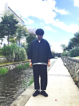 「SASQUATCHfabrix.（サスクワァッチファブリックス）のアイテム」を使った、大西諄さん（メンズ・177cm・20代）の秋コーディネート