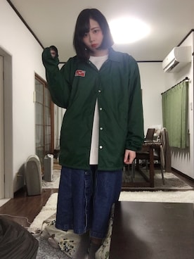 「カーキアウター」｜「アイテム（ナイロンジャケット）」を使った、piyoさん（レディース・162cm）の冬コーディネート