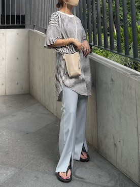 「スリットパンツ」｜yuka nakamoriさん（レディース・152cm）の夏コーディネート