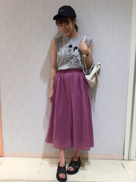 「ミッキー」｜lowrysfarmシャミネ鳥取さん（レディース・161cm）の夏コーディネート