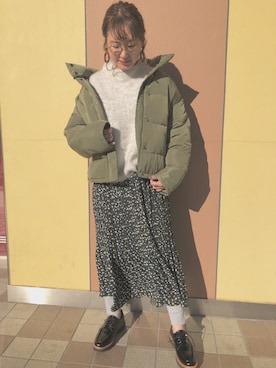 「ストリート服が好き」｜「アイテム（ダウンジャケット/コート）」を使った、lowrysfarmシャミネ鳥取さん（レディース・163cm）の秋コーディネート