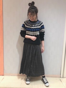 「アイラブCONVERSE」｜lowrysfarmシャミネ鳥取さん（レディース・163cm）の秋コーディネート