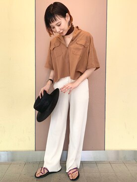 「LOWRYS FARM（ローリーズファーム）のショートＣＰＯシャツ　841006（シャツ/ブラウス）」を使った、lowrysfarmシャミネ鳥取さん（レディース・162cm）の夏コーディネート