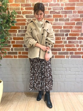 「LOWRYS FARM（ローリーズファーム）のストレッチヒールブーツ　851418（ブーツ）」を使った、lowrysfarmシャミネ鳥取さん（レディース・163cm）の秋コーディネート