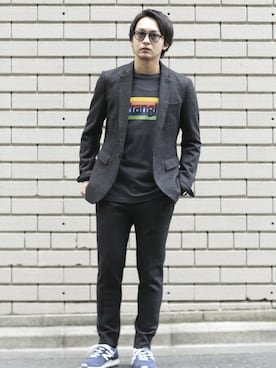 「アイテム（セットアップ、グレー系）」を使った、nano・universe men's staffさん（メンズ・171cm）の秋コーディネート