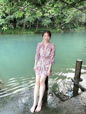 「ZARA（ザラ）のアイテム（ワンピース、ピンク系）」を使った、vickyさん（レディース・160cm）の夏コーディネート