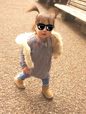 「ZARA KIDSのアイテム（チュニック）」を使った、R6R3さん（キッズ・80cm）の春コーディネート