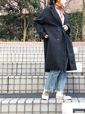 「holiday」｜「アイテム（チェスターコート）」を使った、miwaさん（レディース・155cm）の冬コーディネート