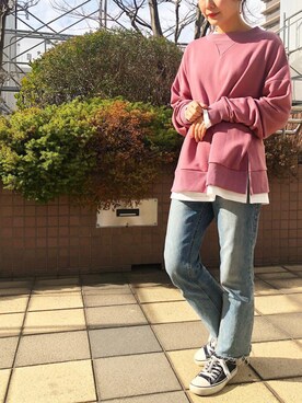 「holiday」｜「アイテム（スウェット）」を使った、miwaさん（レディース・155cm）の冬コーディネート