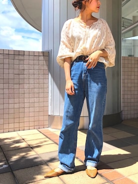 「ハイウエストデニム」｜miwaさん（レディース・155cm）の夏コーディネート