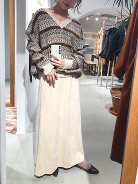 「アイテム（トップス、ベージュ系）」を使った、miwaさん（レディース・155cm）の冬コーディネート