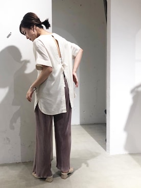 「VACANCY（ヴァカンシー）のアイテム（パンツ）」を使った、miwaさん（レディース・155cm）の夏コーディネート