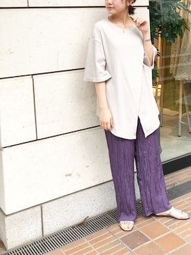 「アイテム（パンツ、イエロー系）」を使った、miwaさん（レディース・155cm）の夏コーディネート