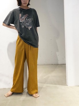 「アイテム（パンツ、イエロー系）」を使った、miwaさん（レディース・155cm）の夏コーディネート