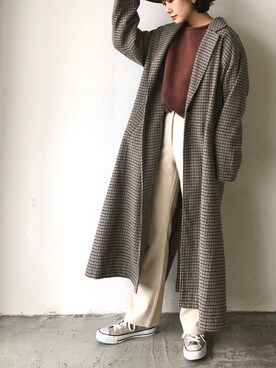 「holiday」｜「アイテム（チェスターコート）」を使った、miwaさん（レディース・155cm）の秋コーディネート