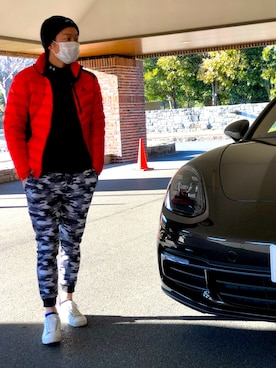 「アイテム（ダウンジャケット/コート、レッド系）」を使った、LOVINさん（メンズ・173cm）の冬コーディネート