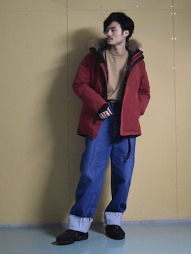「Lui's（ルイス）のアイテム（ダウンジャケット/コート）」を使った、KOU SUEMATSUさん（メンズ・172cm）の秋コーディネート