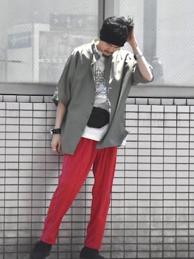 「ROTOL（ロトル）のアイテム（パンツ）」を使った、KOU SUEMATSUさん（メンズ・173cm）の春コーディネート