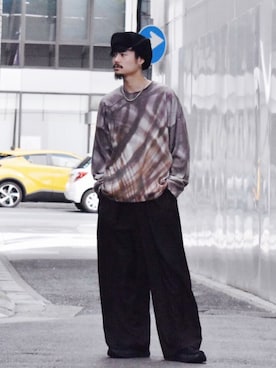「Lui's（ルイス）のアイテム（キャップ）」を使った、KOU SUEMATSUさん（メンズ・173cm）の秋コーディネート