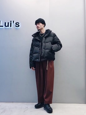 「Lui's（ルイス）のアイテム（ダウンジャケット/コート）」を使った、KOU SUEMATSUさん（メンズ・173cm）の冬コーディネート
