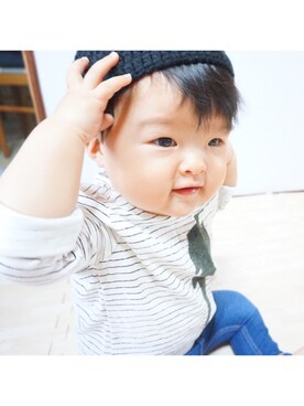 「H&M baby」｜「アイテム（帽子）」を使った、みーさんさん（キッズ・70cm）の秋コーディネート