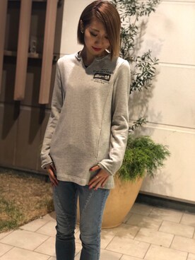 「テラスモール湘南」｜「アイテム（デニムパンツ）」を使った、とあちんめんさん（レディース・167cm）の冬コーディネート
