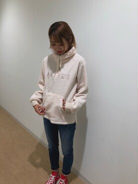 「テラスモール湘南」｜「アイテム（デニムパンツ）」を使った、とあちんめんさん（レディース・167cm）の冬コーディネート