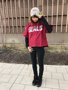 「テラスモール湘南」｜「アイテム（キャップ）」を使った、とあちんめんさん（レディース・167cm）の春コーディネート