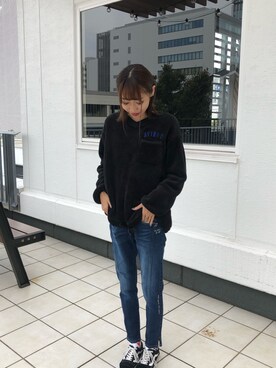 「テラスモール湘南」｜「アイテム（デニムパンツ）」を使った、とあちんめんさん（レディース・167cm）の秋コーディネート