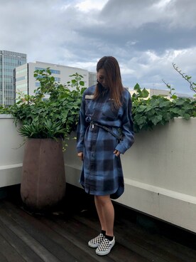 「テラスモール湘南」｜「アイテム（シャツワンピース）」を使った、とあちんめんさん（レディース・167cm）の夏コーディネート