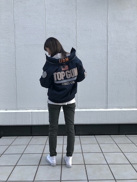 「テラスモール湘南」｜「アイテム（カーゴパンツ）」を使った、とあちんめんさん（レディース・167cm）の秋コーディネート