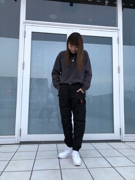 「テラスモール湘南」｜「アイテム（カーゴパンツ）」を使った、とあちんめんさん（レディース・167cm）の冬コーディネート