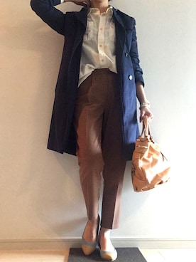 「仕事コーデ」｜「アイテム（トレンチコート）」を使った、akさん（レディース・162cm）の春コーディネート